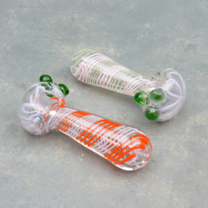 4.25″ Tri-Dot Clear Glass Hand Pipes w/Inside-Out Lines (2pcs/pack)