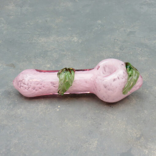5.25" Pink Frit Glass Hand Pipes w/Leaf Wrap