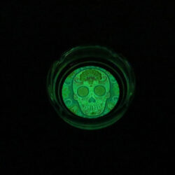 4" Round Glow in the Dark Glass Ashtrays w/Designs