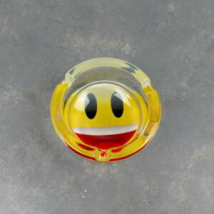 3.5" Round Glass Ashtrays w/Smiley Designs