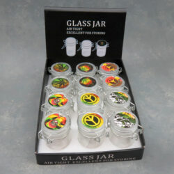 2.5" Clear Glass Latch Jars w/Assorted Stickers