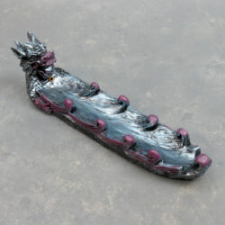 10" Silver/Purple Wavy Dragon Incense Burner