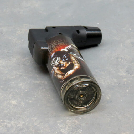 5" Techno Torch Refillable Single Slant Adjustable Jet Flame Lighters w/Skull Designs