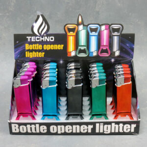 4" Techno Torch Metallic Bottle Opener Butane Lighters