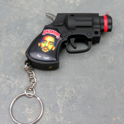 2.75" Mini Revolver Single Torch Keychain Lighters w/Assorted Designs