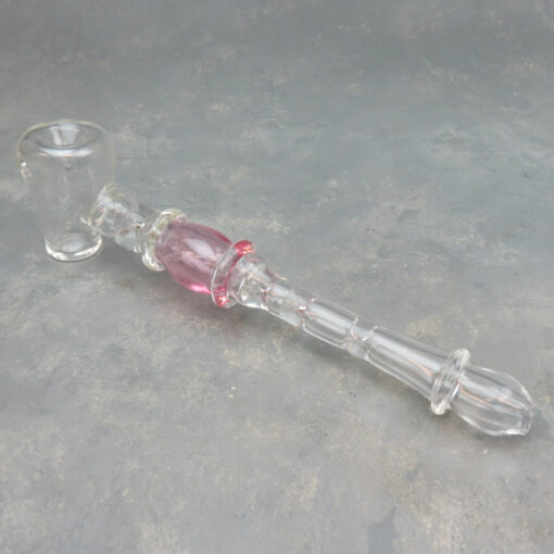 11" Rings & Reduction Chambers Clear Hammer Style Glass Hand Pipe w/Color Accent