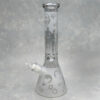 14" Etched Squid Game Beaker Glass Water Pipe w/Ice Pinch & Diffused Downstem