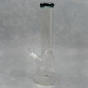 14" Clear Beaker Glass Water Pipe w/Color Mouth, Ice Pinch & Diffused Downstem