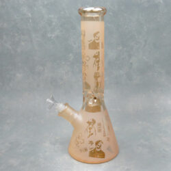 14" Etched Hip Hop Beaker Glass Water Pipe w/Ice Pinch & Diffused Downstem