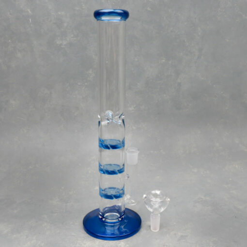 12" Narrow Triple Turbo Perc Tube Glass Water Pipe w/Ice Catch & Color Accent