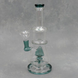 10" Contoured Mushroom Sprinkler Perc Glass Water Pipe w/Base & Narrow Mouthpiece