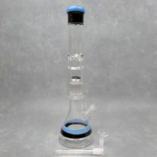 18" Bulged 10-Arm Tree Perc 2-Tone Stripe Glass Water Pipe w/Diffused Downstem