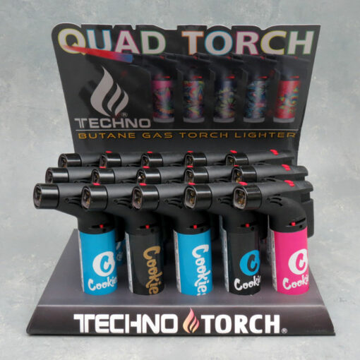 5" Techno Torch Slant Quad Torch Lighters w/Cookies Designs (15pcs/box)