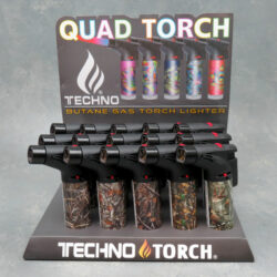 5" Techno Torch Slant Quad Torch Lighters w/Nature Designs (15pcs/box)