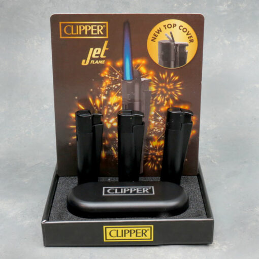 3" Clipper Black & Gold Metal Refillable Butane Flint Lighters w/Metal Display Boxes