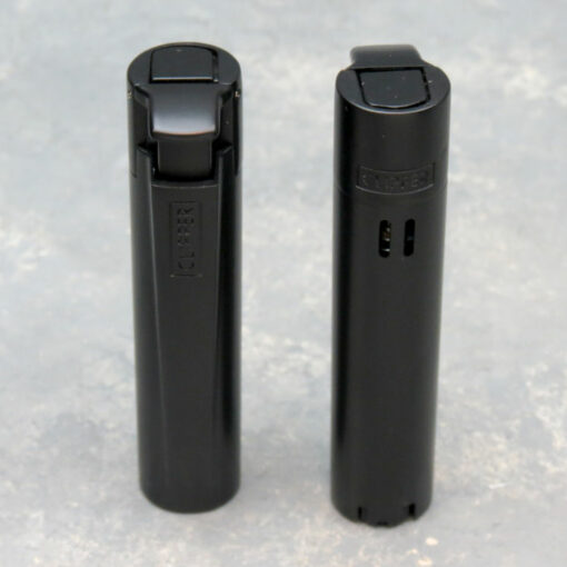 3" Clipper Black Metal Refillable Flip-Cover Jet Torch Lighters w/Metal Display Boxes