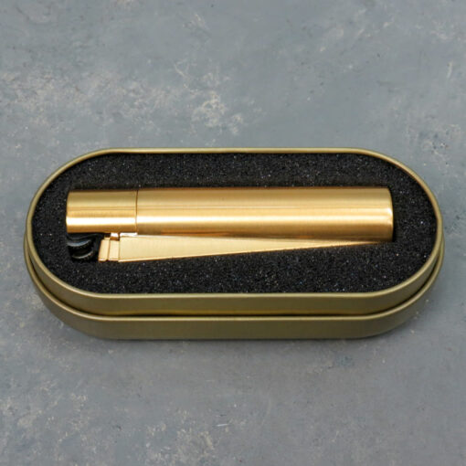 3" Clipper Gold Metal Refillable Butane Flint Lighters w/Metal Display Boxes