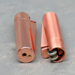 3" Clipper Rose Gold Metal Refillable Butane Flint Lighters w/Metal Display Boxes