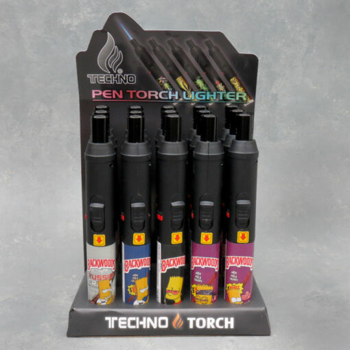 7" Techno Pen Torch Refillable/Adjustable Lighters w/Backwoods Simpsons Designs