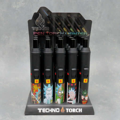 7" Techno Pen Torch Refillable/Adjustable Lighters w/Rick & Morty Designs