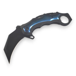 3" Black Blade 4.75" Blue ABS Handle Spring Assisted Knife
