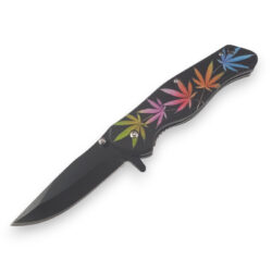 3" Blade 5" Rasta/Marijuana Handle Spring Assisted Knife
