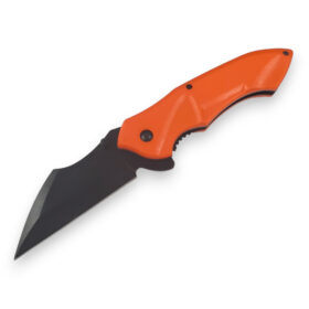 3" Black Wharncliffe Blade Orange Spring Assisted Knife