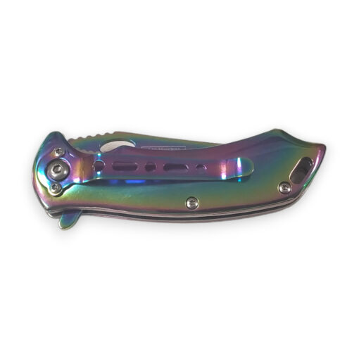 2.75" Rainbow Titanium Blade 3.75" Rainbow Titanium Handle Spring Assisted Knife