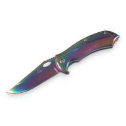 2.75" Rainbow Titanium Blade 3.75" Rainbow Titanium Handle Spring Assisted Knife