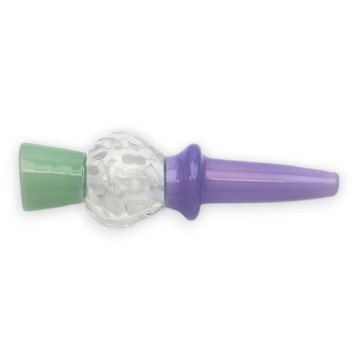 3.75" Spliff Shape Ring Below White Spotted Globe Glass Chillums w/Colored Bits & Bowls
