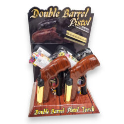 6.5" Double-Barrel Shotgun Dual Torch Refillable Lighters w/Assorted Designs