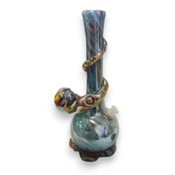 14" Clutched Hand Cane Wrap Soft Glass Water Pipe w/14mm GOG Joint & Lotus Base