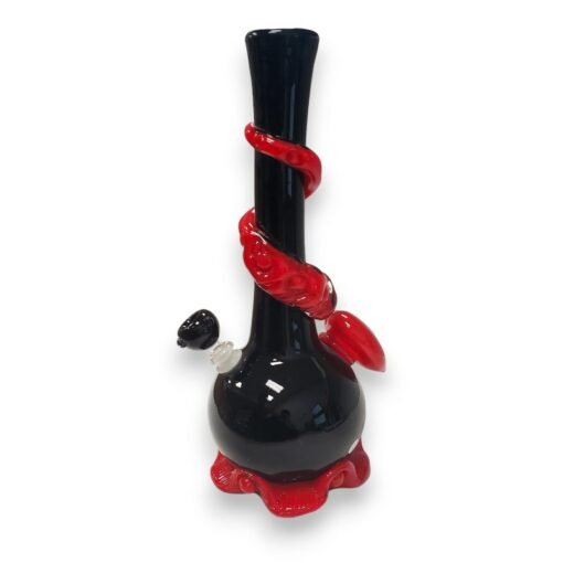 14" Heart Implosion Soft Glass Water Pipe w/14mm GOG Joint, Imprinted Wrap & Lotus Base