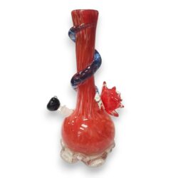 14" Lotus Flower Soft Glass Water Pipe w/14mm GOG Joint, Wrap & Lotus Base