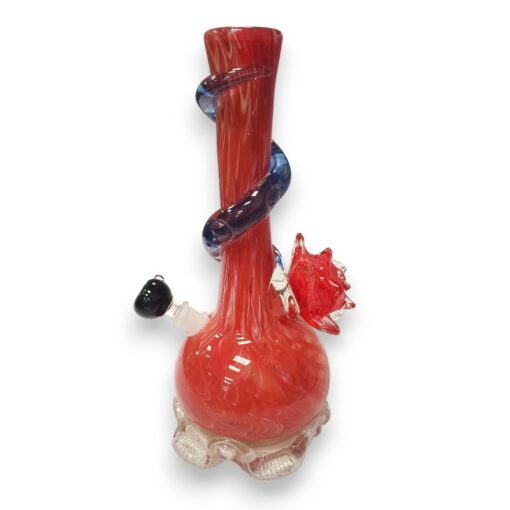 14" Lotus Flower Soft Glass Water Pipe w/14mm GOG Joint, Wrap & Lotus Base