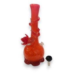 14" Rose Soft Glass Water Pipe w/14mm GOG Joint, Vine Wrap & Lotus Base