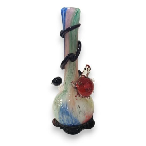14" Turtle Soft Glass Water Pipe w/14mm GOG Joint, Wrap & Lotus Base