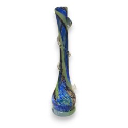16" Wavy Neck Color Spot Soft Glass Water Pipe w/14mm GOG Joint & Clear Coil Wrap