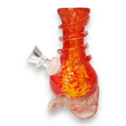 5" Color Swirl Soft Glass Water Pipe w/14mm GOG Joint, Coil Wrap & Fancy Base