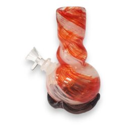 6" Twisted Color Lines Soft Glass Water Pipe w/14mm GOG Joint, Smushed Base
