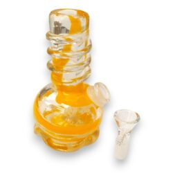6" Twisted Color Splotch Soft Glass Water Pipe w/14mm GOG Joint &Smushed Base