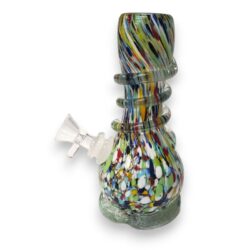 6" Narrow Mouth Assorted Color Soft Glass Water Pipe w/14mm GOG Joint, Coil Wrap & Smushed Base
