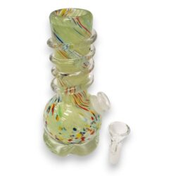6" Color Stripes Soft Glass Water Pipe w/14mm GOG Joint, Coil Wrap & Clutched Base