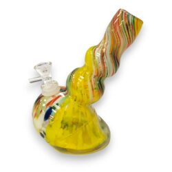 7" 'Melted' Color Stripes Soft Glass Water Pipe w/14mm GOG Joint