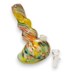 7" 'Melted' Color Stripes Soft Glass Water Pipe w/14mm GOG Joint