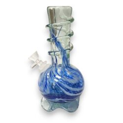 8" Semi-Transparent Fancy Base Soft Glass Water Pipe w/14mm GOG Joint & Clear Coil Wrap