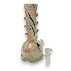 8" Dicro Color Streak Soft Glass Water Pipe w/14mm GOG Joint, Squished Base & Clear Coil Wrap