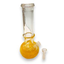 9" Semi-Transparent Color Pull Soft Glass Water Pipe w/14mm GOG Joint, Ring, & Round Base