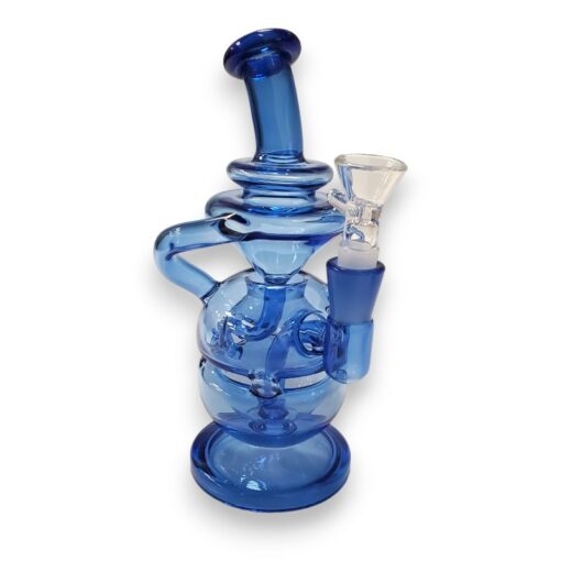 8" Blue Glass Mini Recycler Glass Water Pipe