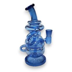 8" Blue Glass Mini Recycler Glass Water Pipe